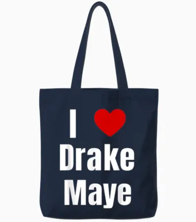 I Love Drake Maye Qb Football Fan Tote Bags - Navy
