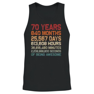 70 Years of Being Awesome Vintage 70th Birthday Unisex Tank Top - Black