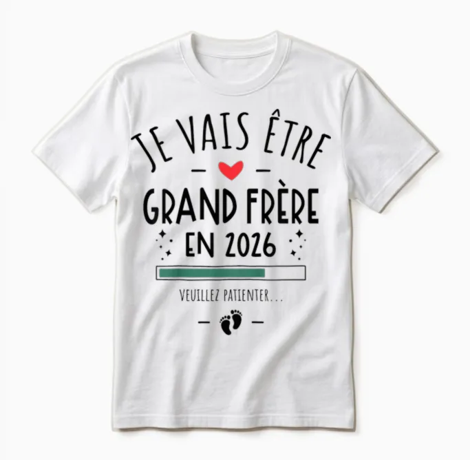 Enfant Je Va être Grand Frère 2026 - Announcement Pregnancy 2nd Unisex T-Shirt in White