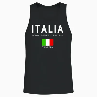 Italia Venezia White Unisex Tank Top - Black