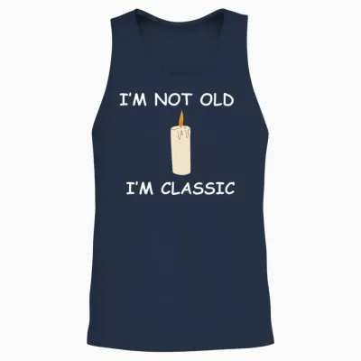 Not Old, Classic Candle Unisex Tank Top - Navy