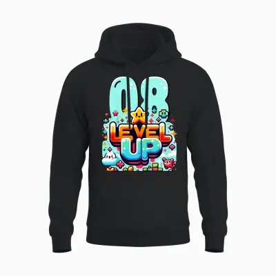 Level Up 8 Jahre Kinder Gaming 8. Geburtstag Jungs Unisex Hoodie - Black
