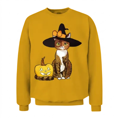Funny Cat Halloween Unisex Sweatshirt - Gold