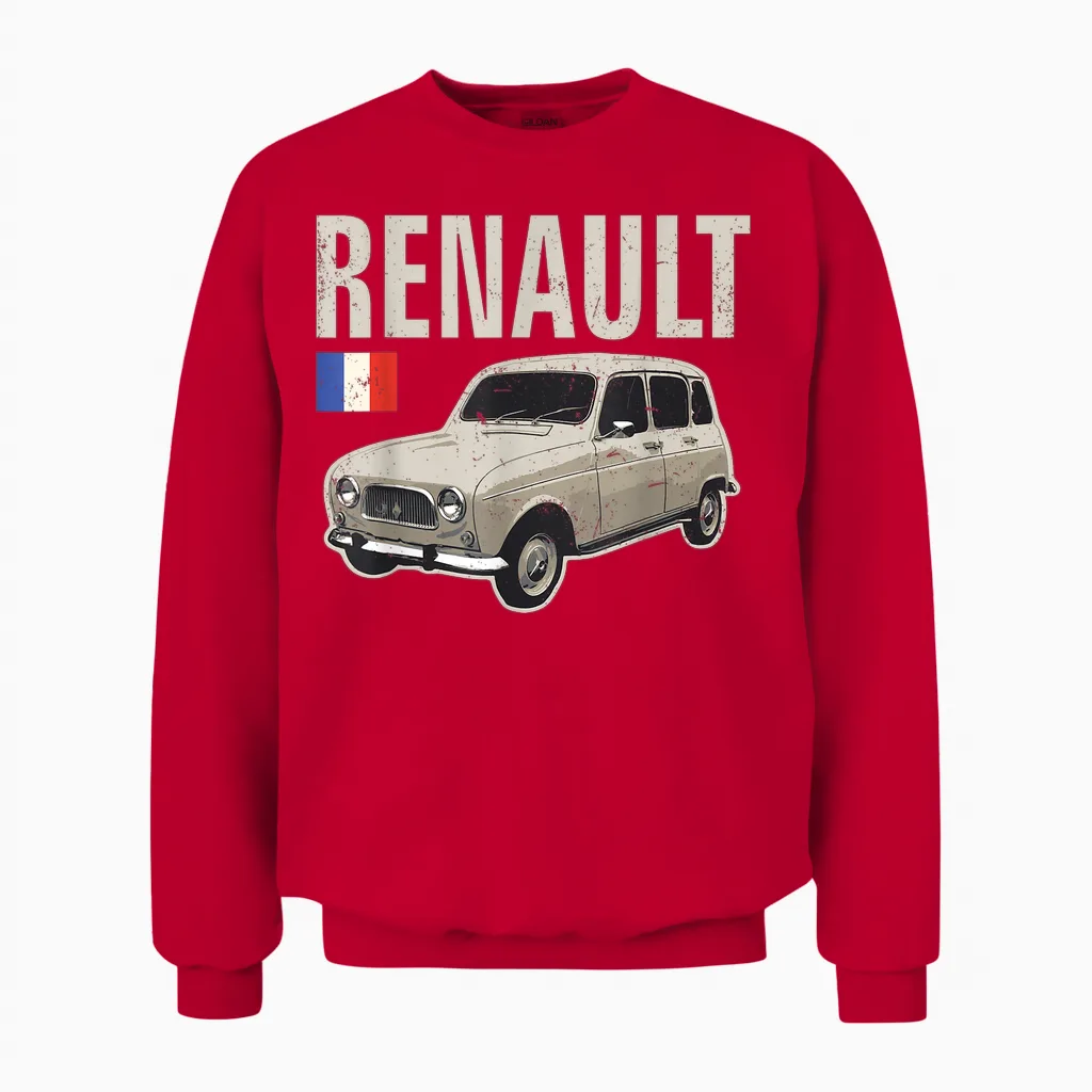 Renault 4 Voiture Française Vintage Classique Rétro Unisex Sweatshirt in Red