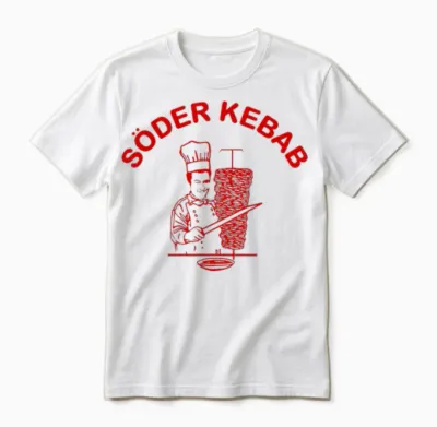 Söder Kebab T-Shirt - Bavarian Political Humour with Doner Cult T-Shirt, Black, S Unisex T-Shirt - White