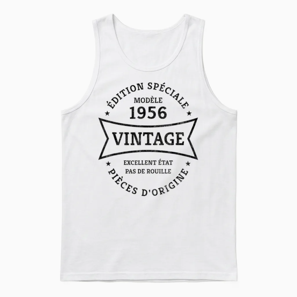 70th Birthday Born in 1956 Design Vintage 70 Years Unisex Tank Top in White