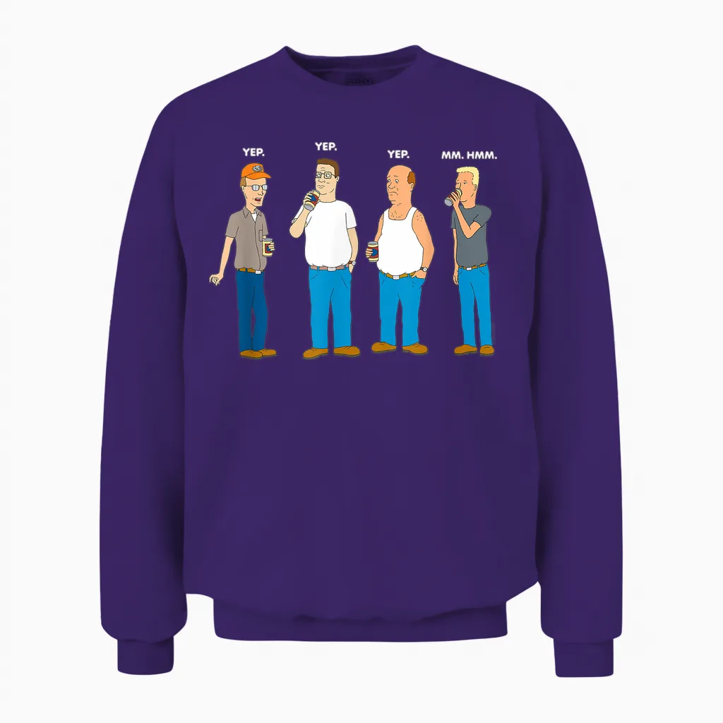 King of the Hill Yep Yep Yep Mm Hmm Unisex Sweatshirt in Purple