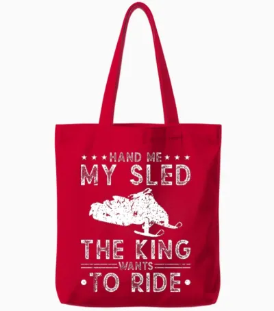 Motor Sled Snowmobiler Funny Snowmobile Tote Bags - Red
