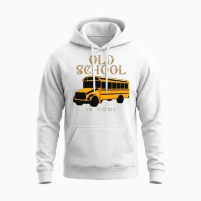 Old School Bus Converted into a Camping Caravan Unisex Hoodie - White