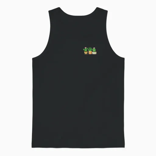 Cactus, Cactus Pocket, Plant Lover, Minimalist Unisex Tank Top in Black