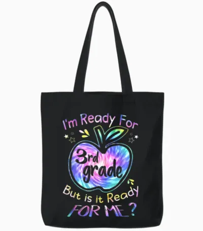 Ready for 3rd Grade Tie Dye Back to School Hello Third Grade Tote Bags - Black
