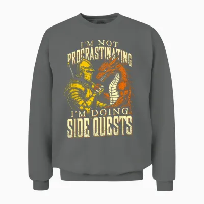 Je Ne Procrastine Pas, Je Fais Des Quêtes Secondaires Dragon Knight Unisex Sweatshirt - Graphite Heather