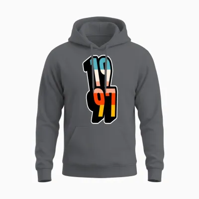 1997 Retro Stripes Unisex Hoodie - Charcoal