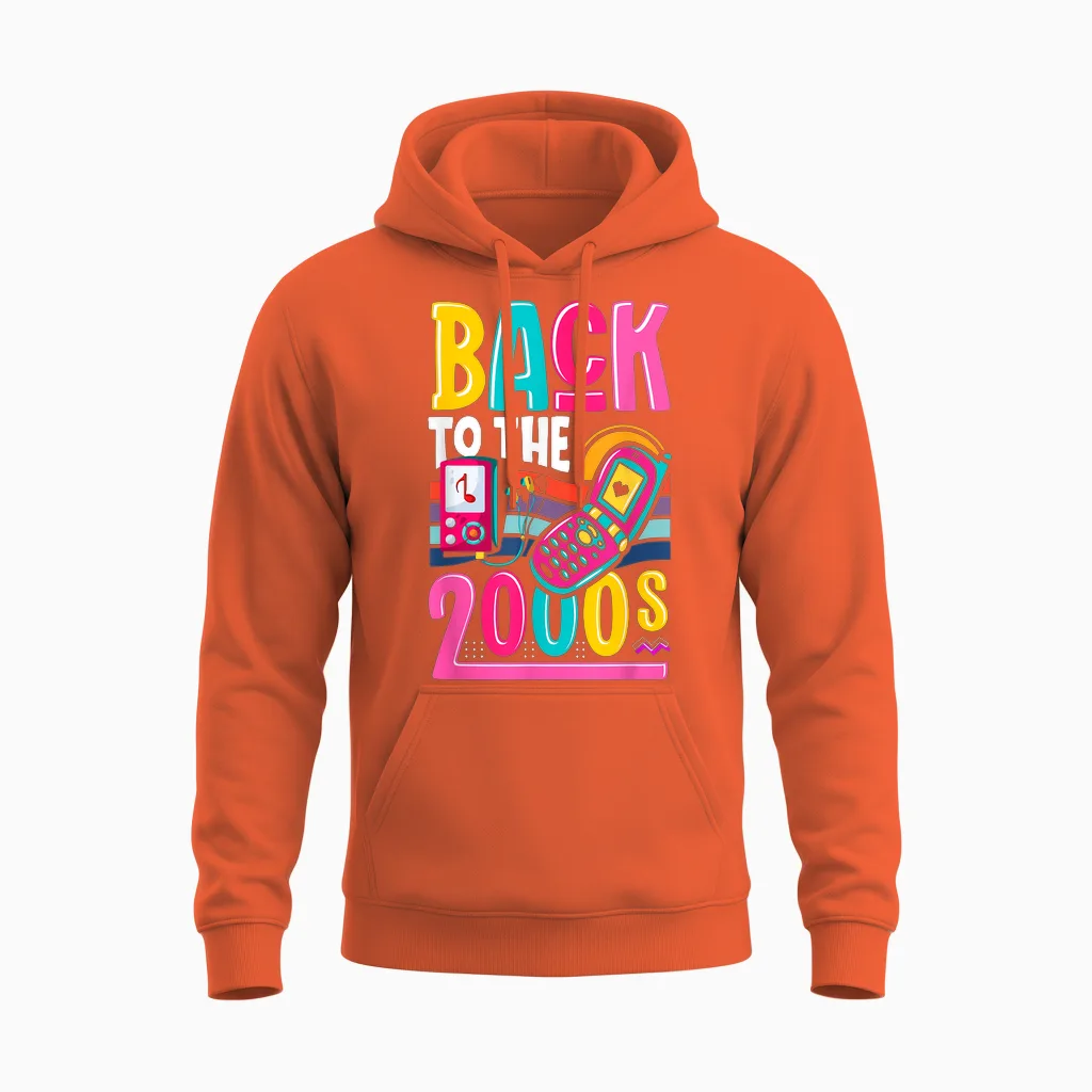 Back to the 2000s Vintage Two Thousand Retro 00s Unisex Hoodie in Orange