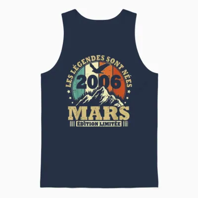Les Légendes Sont Nées En Mars 2006, Anniversaire 20 Ans Unisex Tank Top - Navy