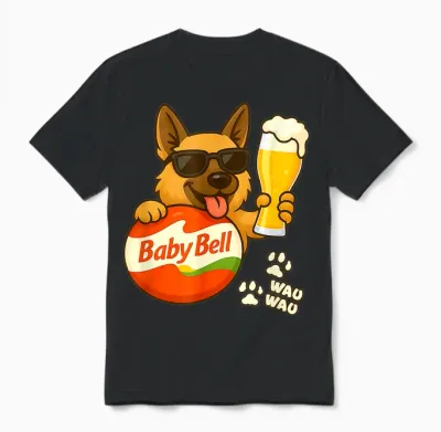 Baby Bell Malle Party Outfit with Dog and Beer Unisex T-Shirt - Black