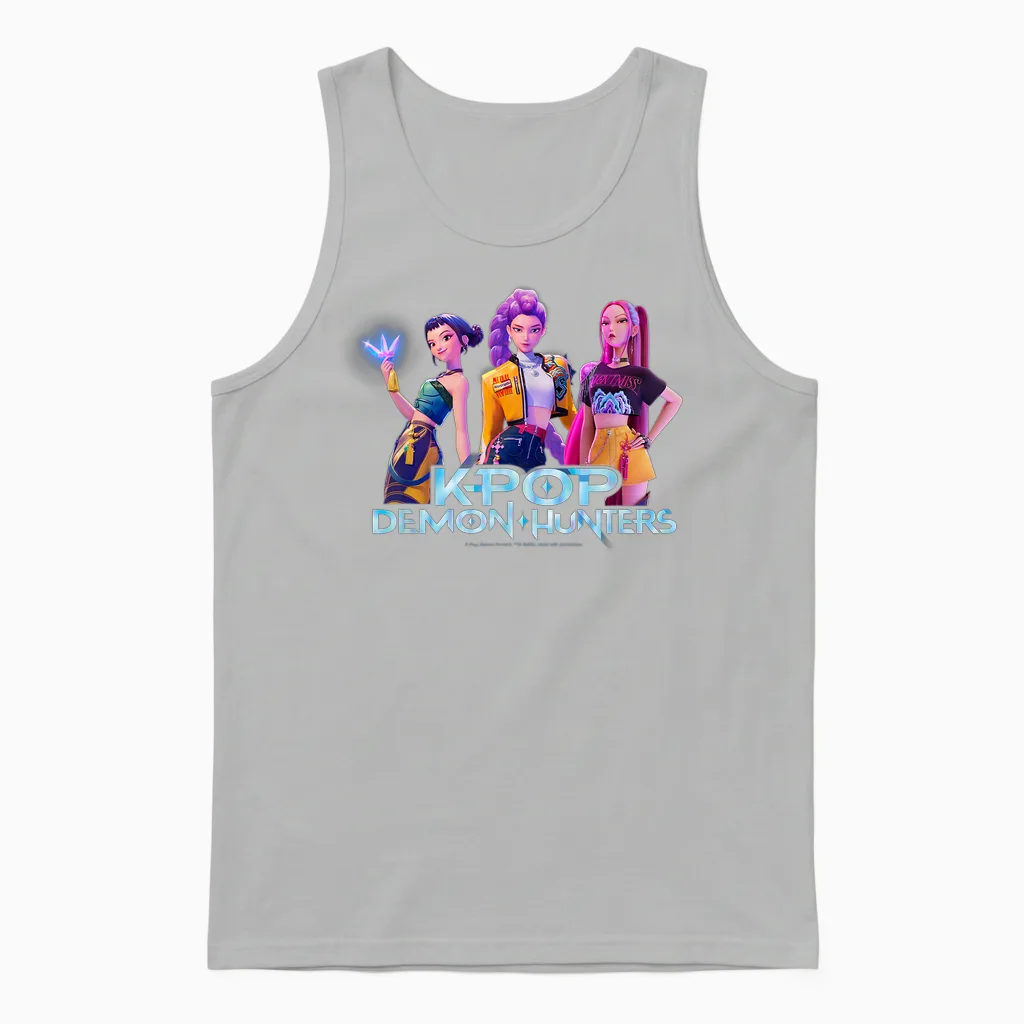 Kpop Demon Hunters Huntrix Group Officially Licensed Unisex Tank Top in Ash