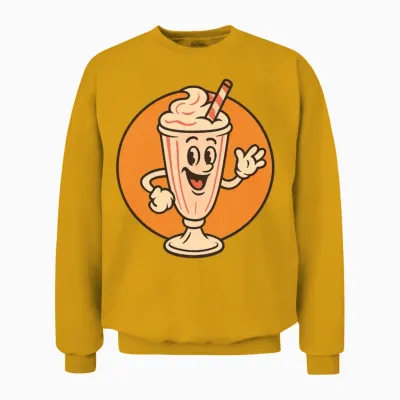 Retro Milkshake Mascot Unisex Sweatshirt - Gold