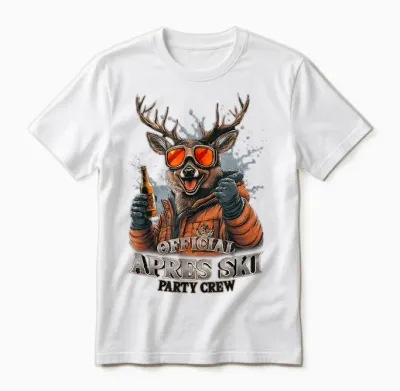 Official Après-Ski Party Crew Skiing T-Shirt, Black Unisex T-Shirt - White