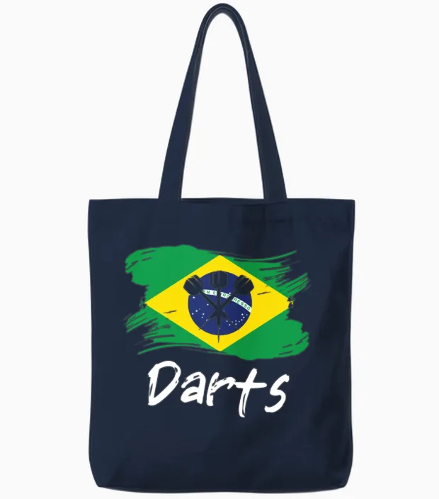 Darts Brasil Flag Dart Throwing Country Tote Bags in Navy