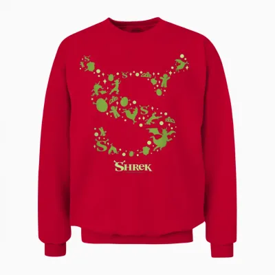 Shrek Character Silhouettes Iconic S Logo Unisex Sweatshirt - Red