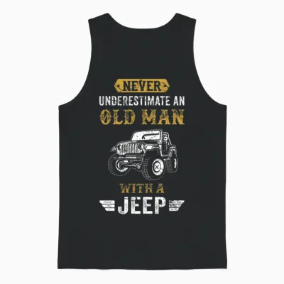 Old Man Dad Grandpa Present Jeep 4x4 Offroad Gift Unisex Tank Top - Black