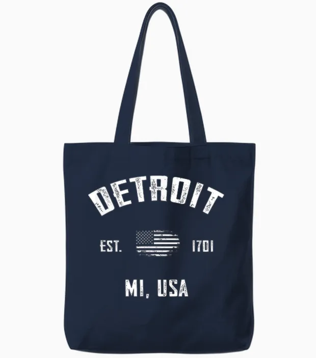 Detroit Tote Bags in Navy