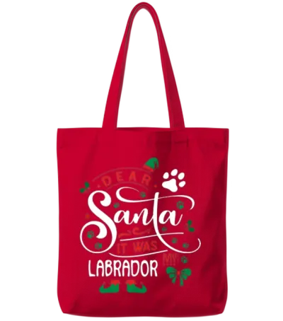 Labrador Dog Christmas Dog Breed Tote Bags - Red