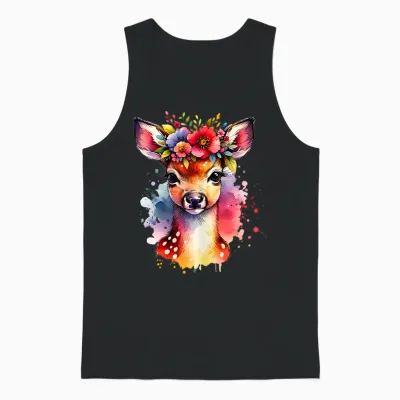 Trachtenshirt Kinder Mädchen Damen Hirsch Rehkitz Trachten Unisex Tank Top - Black