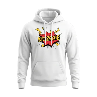 Nietzsche Comic Cartoon Boom Pop Art Unisex Hoodie - White