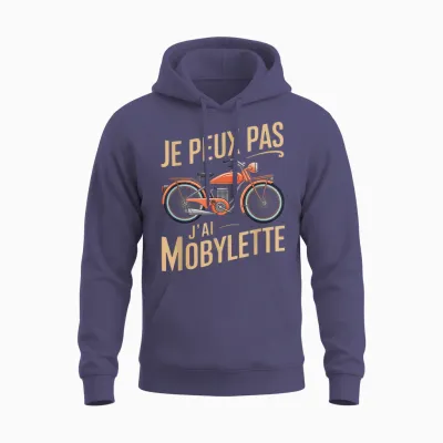 Je Peux Pas J'ai Mobylette Man Funny Motobecane Gift T-Shirt, Black, S Unisex Hoodie - Heather Sport Dark Navy