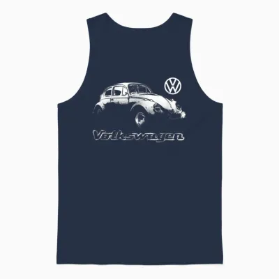 Volkswagen Beetle Spray Paint T-Shirt, Black Unisex Tank Top - Navy