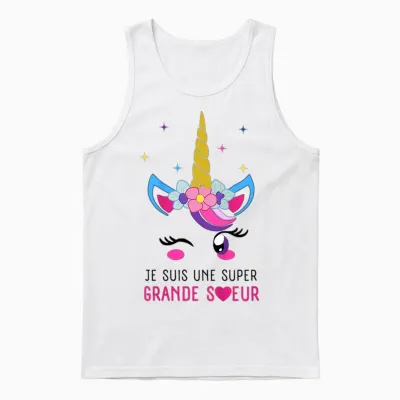 Child Big Sister Gift Newborn Little Brother Little Sister T-Shirt, White, 2 Unisex Tank Top - White