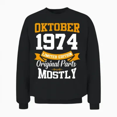 October 1974 Vintage Birthday Present Unisex Sweatshirt - Black