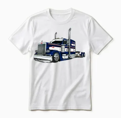 Truck Blue Unisex T-Shirt - White