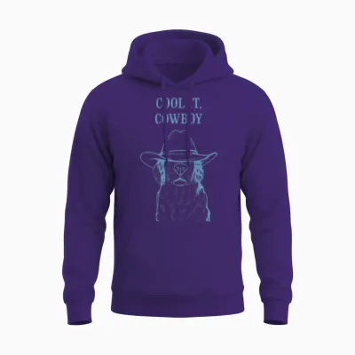 Cool It, Cowboy - Dog with Hat Funny Unisex Hoodie - Purple