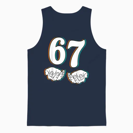 67 Funny Meme Number Six Seven Teen Student Teacher Matching Unisex Tank Top - Navy