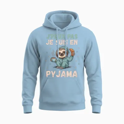 J'peux Pas Je Suis En Pyjama Funny Gift with Sloth Unisex Hoodie - Light Blue