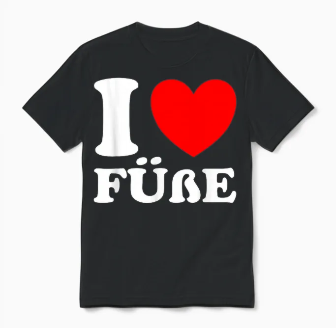 Ich Liebe Füße I Love Feet Unisex T-Shirt in Black