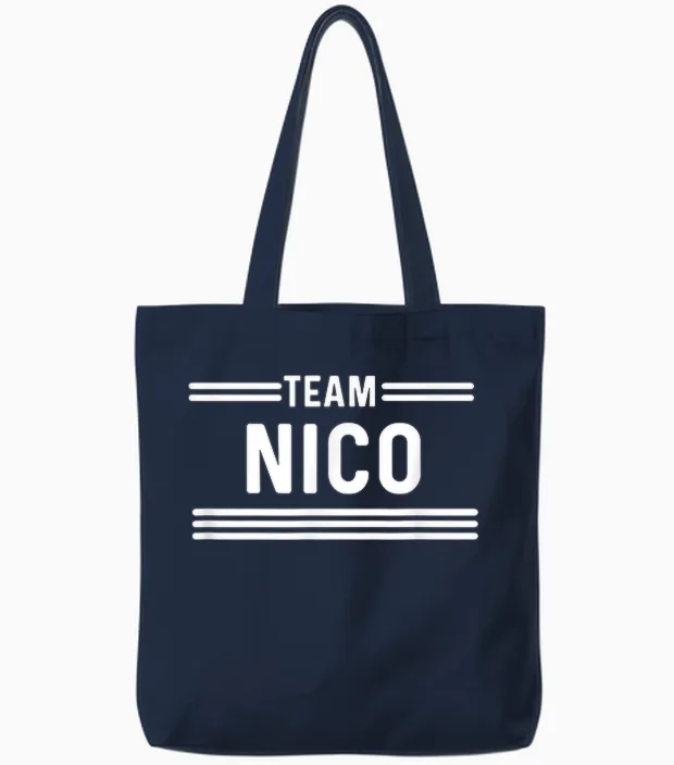 Team Nico - Nom De Famille Tote Bags in Navy