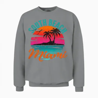 South Beach Miami Florida Sunset Vacation Unisex Sweatshirt - Sport Grey