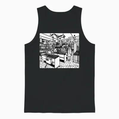 Retro Japan Vinyl Record Shop Japanese Music Aesthetic Tokyo Unisex Tank Top - Black