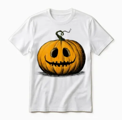 Happy Halloween Jack O'lantern Adult Natural Unisex T-Shirt - White