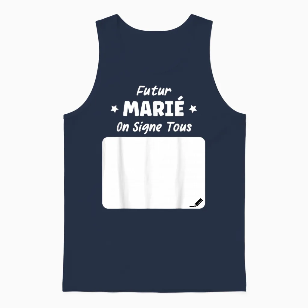 Evg Bachelor Party to Be Bride to Be Signed T-Shirt, Black Unisex Tank Top in Navy