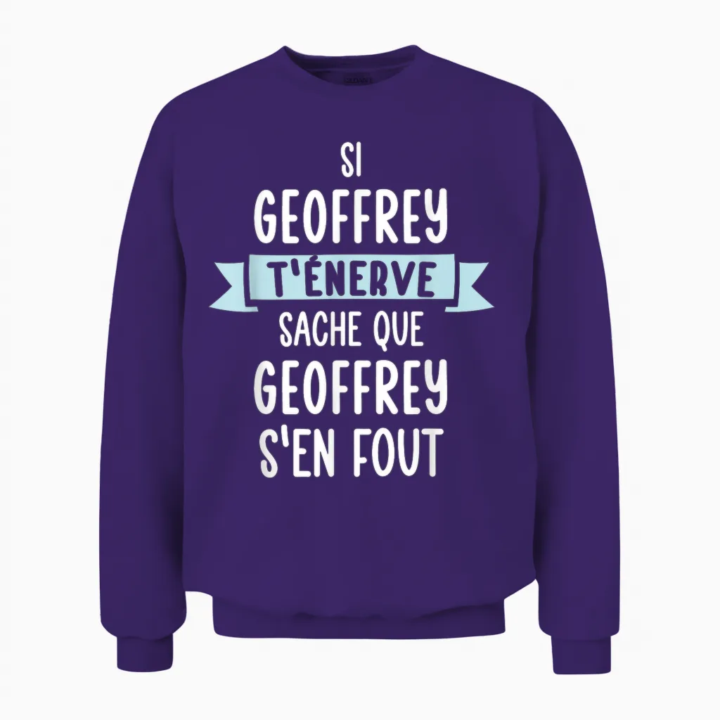 Gift Man Humour Name Personalized Geoffrey Unisex Sweatshirt in Purple
