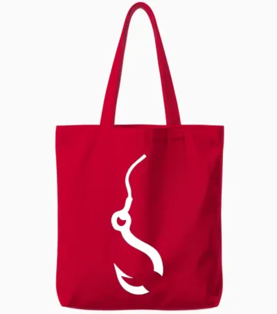 Fishing Hook Funny Tote Bags - Red