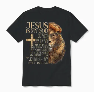 Unisex Adult T-Shirt - Black - Small - Short Sleeve - Classic - Crew Neck - Polyester 100% - Religious Symbol Design - Christians Unisex T-Shirt - Black