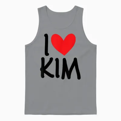 I Love Kim Personalised Name Girl Woman Bff Friend Heart Unisex Tank Top - Sport Grey
