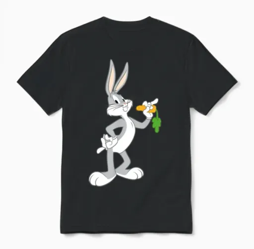 Looney Tunes Bugs Bunny Pose Carrot Unisex T-Shirt in Black