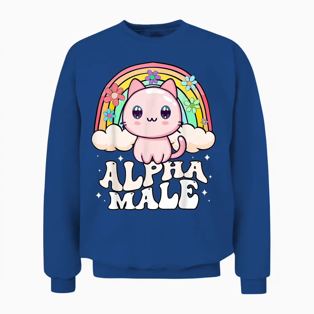 Alpha MƤnnliche Katze KƤtzchen Regenbogen Unisex Sweatshirt in Royal